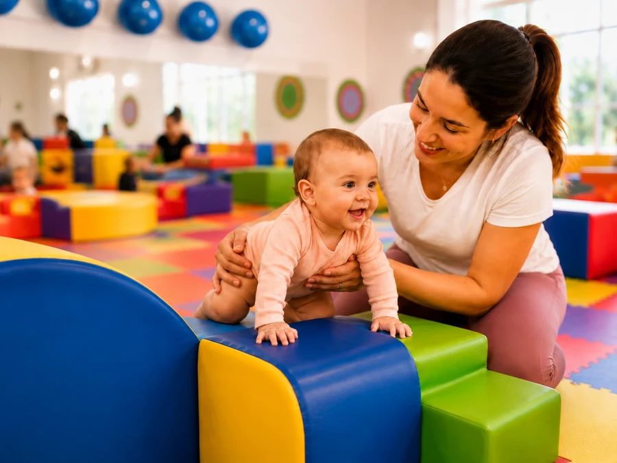 Criança pintando na aula Baby Gym